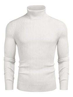 Men's Slim Fit Turtleneck Sweater Ribbed High Neck Pullover Sweaters