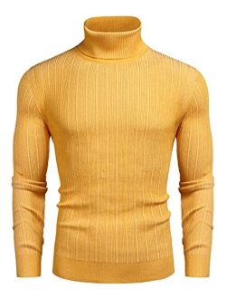 Men's Slim Fit Turtleneck Sweater Ribbed High Neck Pullover Sweaters