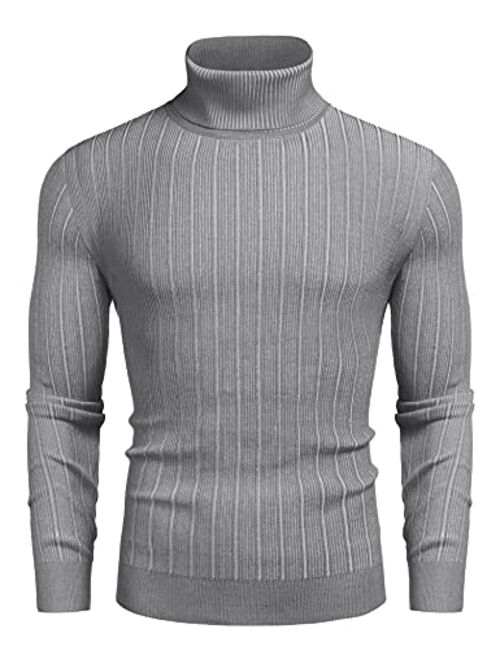 COOFANDY Men's Slim Fit Turtleneck Sweater Ribbed High Neck Pullover Sweaters