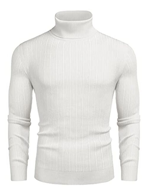 COOFANDY Men's Slim Fit Turtleneck Sweater Ribbed High Neck Pullover Sweaters