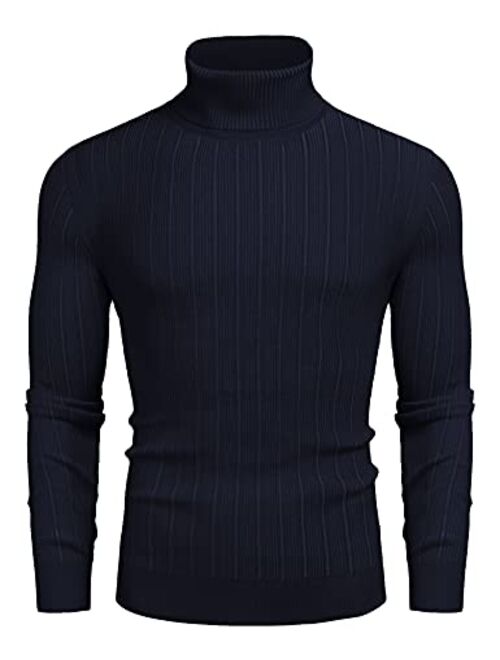 COOFANDY Men's Slim Fit Turtleneck Sweater Ribbed High Neck Pullover Sweaters