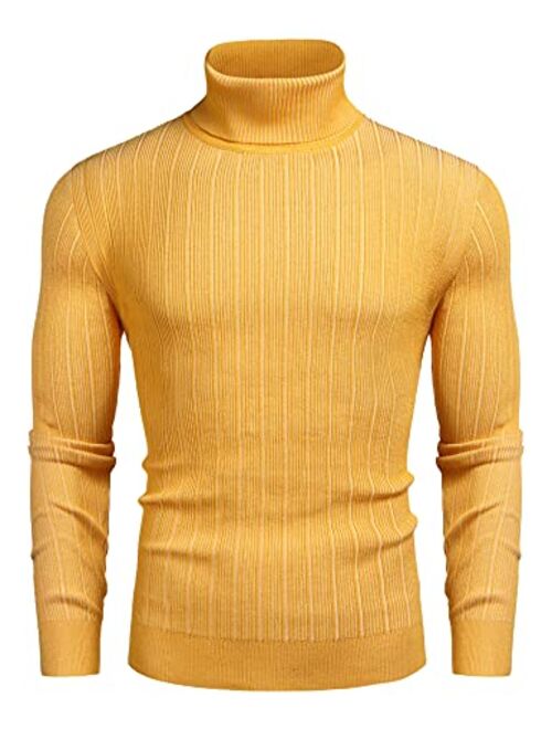 COOFANDY Men's Slim Fit Turtleneck Sweater Ribbed High Neck Pullover Sweaters