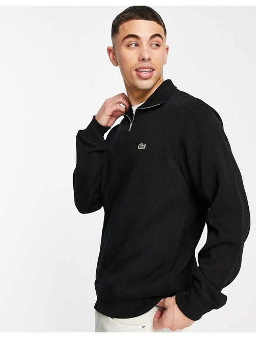 Lacoste half zip funnel neck sweatshirt in black