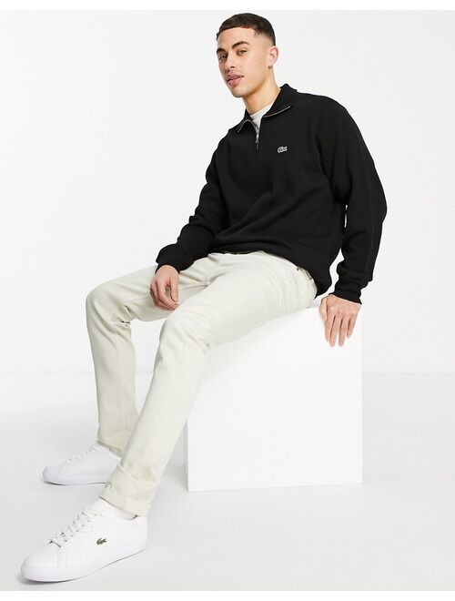 Lacoste half zip funnel neck sweatshirt in black