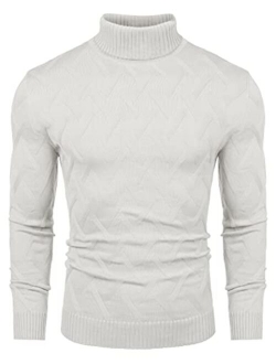 Men's Slim Fit Turtleneck Sweater Casual Lightweight Knitted Pullover Sweaters