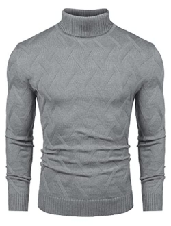 Men's Slim Fit Turtleneck Sweater Casual Lightweight Knitted Pullover Sweaters