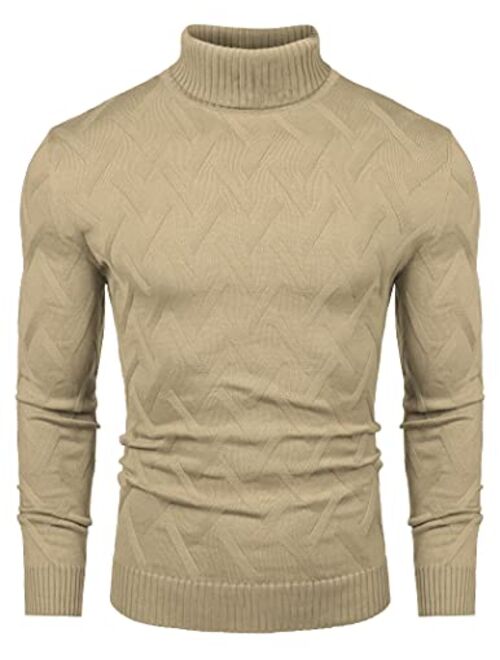 COOFANDY Men's Slim Fit Turtleneck Sweater Casual Lightweight Knitted Pullover Sweaters