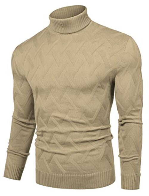 COOFANDY Men's Slim Fit Turtleneck Sweater Casual Lightweight Knitted Pullover Sweaters