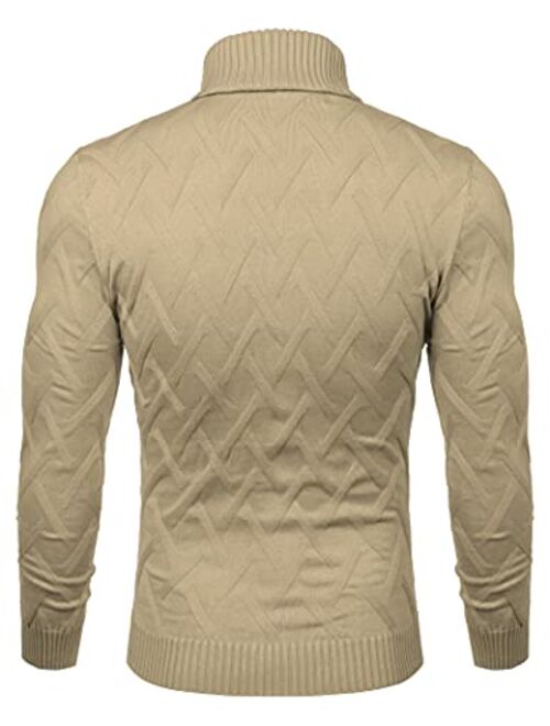 COOFANDY Men's Slim Fit Turtleneck Sweater Casual Lightweight Knitted Pullover Sweaters