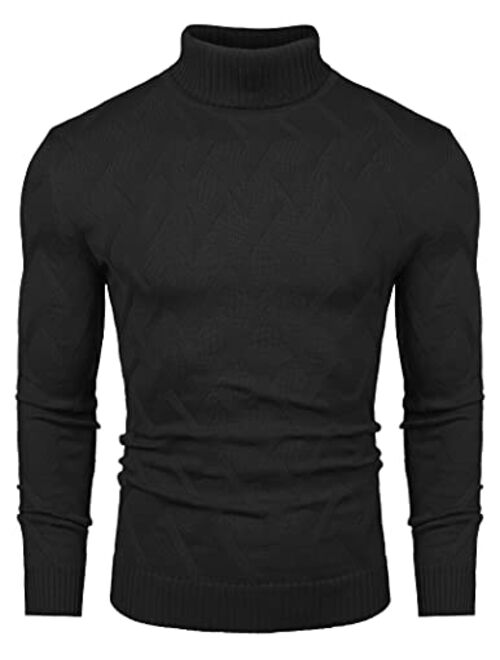 COOFANDY Men's Slim Fit Turtleneck Sweater Casual Lightweight Knitted Pullover Sweaters