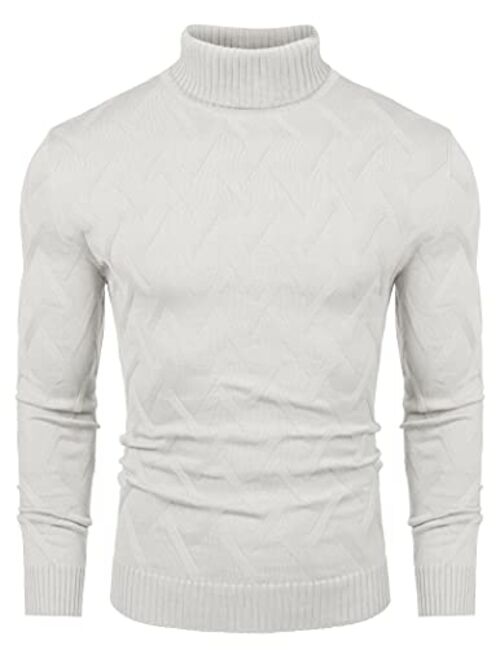 COOFANDY Men's Slim Fit Turtleneck Sweater Casual Lightweight Knitted Pullover Sweaters