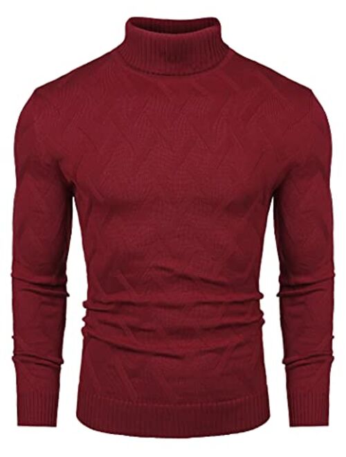 COOFANDY Men's Slim Fit Turtleneck Sweater Casual Lightweight Knitted Pullover Sweaters