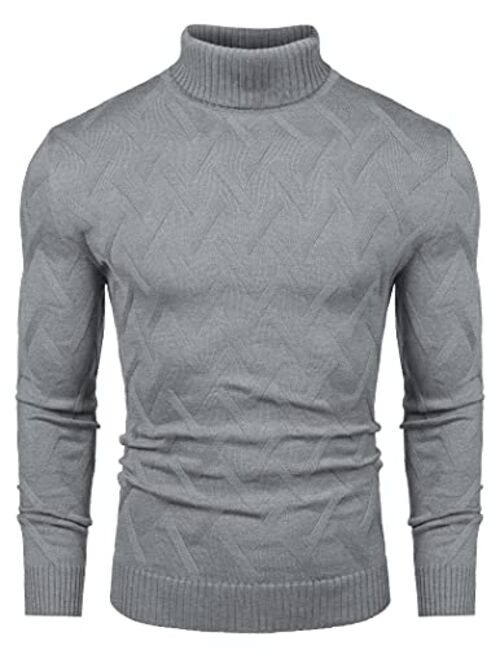 COOFANDY Men's Slim Fit Turtleneck Sweater Casual Lightweight Knitted Pullover Sweaters