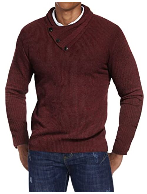 COOFANDY Men's Fashion Casual Cowl Neck Knit Sweater Slim Fit Ribbed Knitted Pullover Sweaters