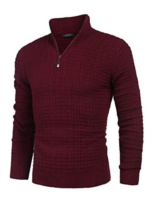 Buy COOFANDY Men's Quarter Zip Sweaters Slim Fit Lightweight Cotton ...