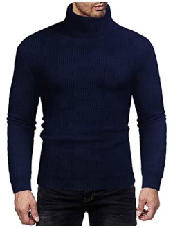 COOFANDYMen'sTurtleneckKnittedSweaterCasualThermalRibbedPulloverSweater