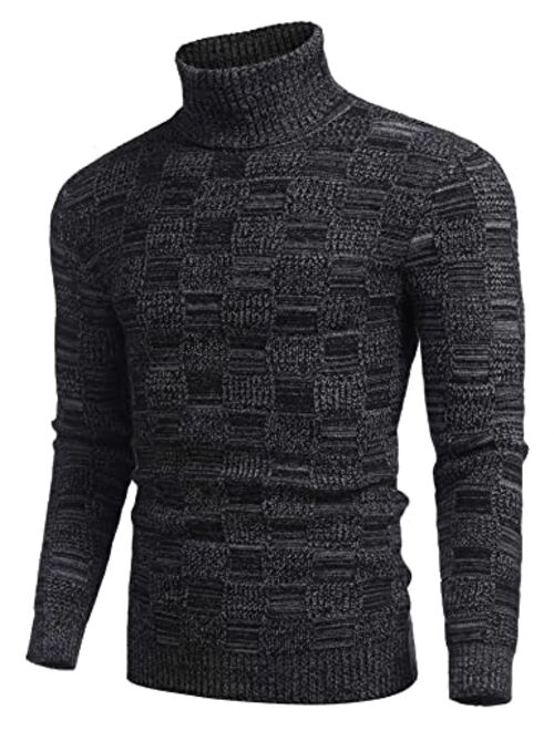 COOFANDY Men's Turtleneck Knitted Sweater Casual Thermal Ribbed Pullover Sweater