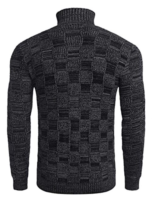 COOFANDY Men's Turtleneck Knitted Sweater Casual Thermal Ribbed Pullover Sweater