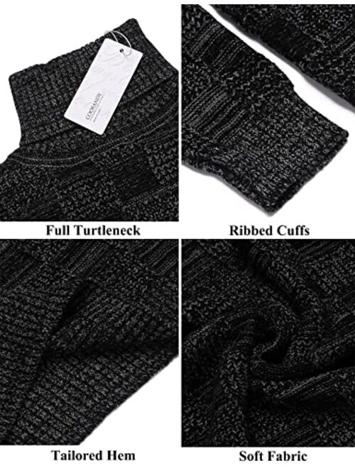 COOFANDY Men's Turtleneck Knitted Sweater Casual Thermal Ribbed Pullover Sweater