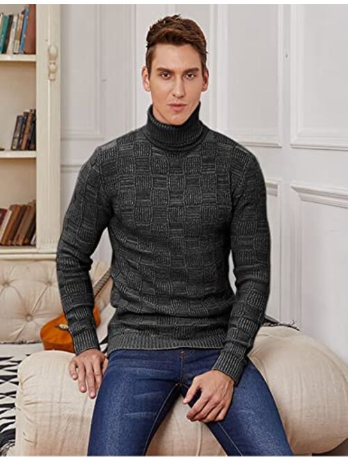 COOFANDY Men's Turtleneck Knitted Sweater Casual Thermal Ribbed Pullover Sweater