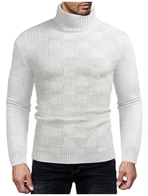 COOFANDY Men's Turtleneck Knitted Sweater Casual Thermal Ribbed Pullover Sweater