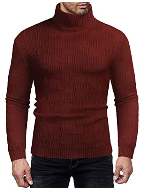 COOFANDY Men's Turtleneck Knitted Sweater Casual Thermal Ribbed Pullover Sweater