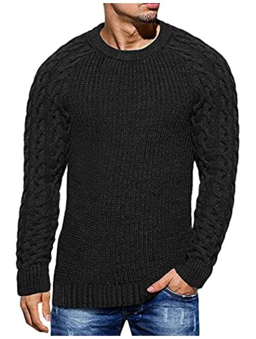 COOFANDY Men's Crew Neck Pullover Sweater Slim Fit Jumpers Designer Long Sleeve Sweaters