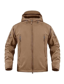 CRYSULLY Men's Outdoor Climbing Windproof Tactical Soft Shell Jacket Fleece Hooded Coat