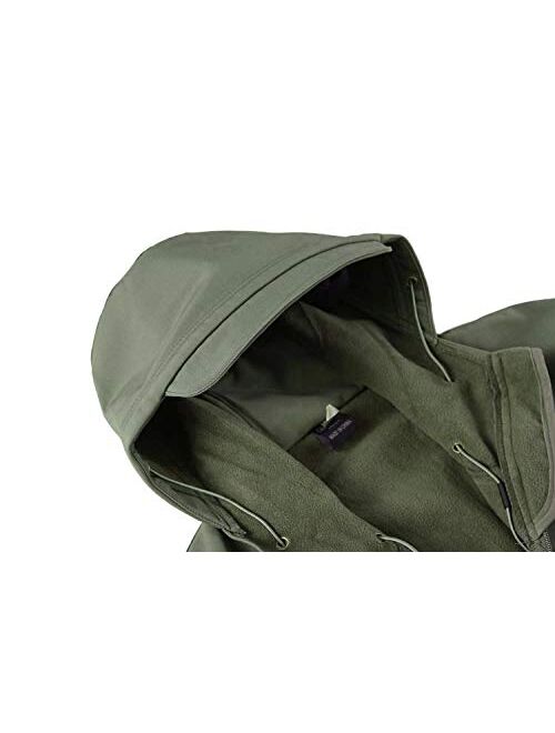 CRYSULLY Men's Outdoor Climbing Windproof Tactical Soft Shell Jacket Fleece Hooded Coat