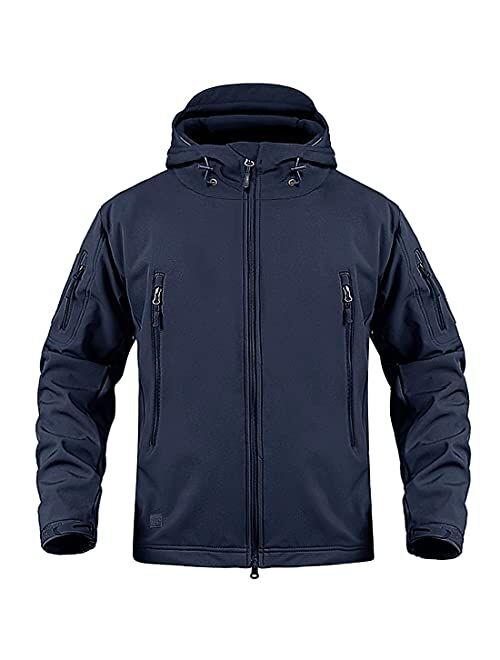 CRYSULLY Men's Outdoor Climbing Windproof Tactical Soft Shell Jacket Fleece Hooded Coat