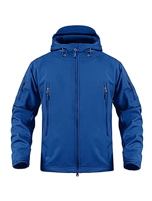 CRYSULLY Men's Outdoor Climbing Windproof Tactical Soft Shell Jacket Fleece Hooded Coat