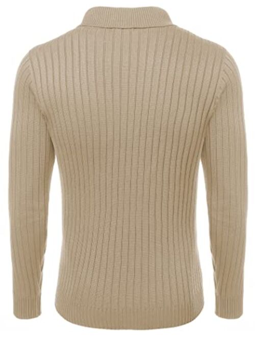 COOFANDY Men's Shawl Collar Sweaters Casual Relaxed Fit Button Knitted Pullover Sweater