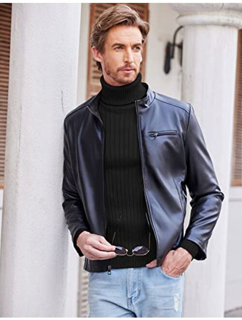 COOFANDY Men's Slim Fit Turtleneck Sweater Casual Pullover Sweater Lightweight Ribbed Sweater