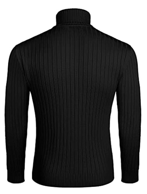 COOFANDY Men's Slim Fit Turtleneck Sweater Casual Pullover Sweater Lightweight Ribbed Sweater