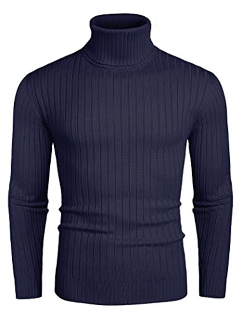 COOFANDY Men's Slim Fit Turtleneck Sweater Casual Pullover Sweater Lightweight Ribbed Sweater