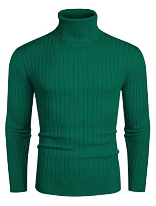 COOFANDY Men's Slim Fit Turtleneck Sweater Casual Pullover Sweater Lightweight Ribbed Sweater