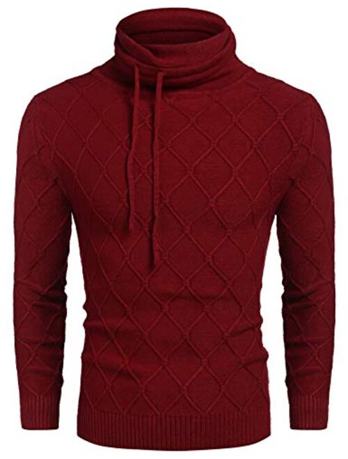 COOFANDY Men's Knitted Turtleneck Sweater Casual Thermal Long Sleeve Pullover