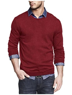 Men Knit Dress Sweater Slim Fit Crew Neck Long Sleeve Pullover Sweater