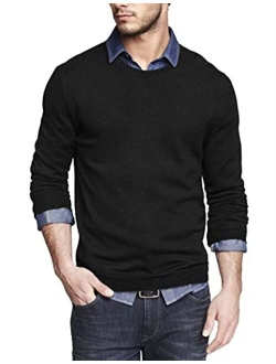 Men Knit Dress Sweater Slim Fit Crew Neck Long Sleeve Pullover Sweater