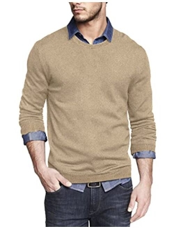 Men Knit Dress Sweater Slim Fit Crew Neck Long Sleeve Pullover Sweater