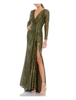 Sequin V-Neck Gown