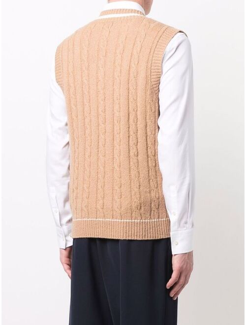 Cable Knit V Neck Sleeveless Pullover Vest