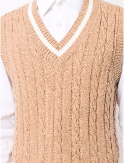 Cable Knit V Neck Sleeveless Pullover Vest