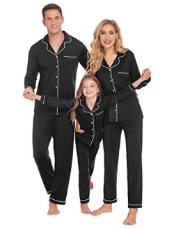 Christmas Family Matching Pajamas Long Sleeve Pj Set Festival Party Sleepwear with Button S-XXL