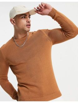 midweight cotton sweater in brown twist