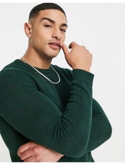 midweight cotton sweater in emerald green