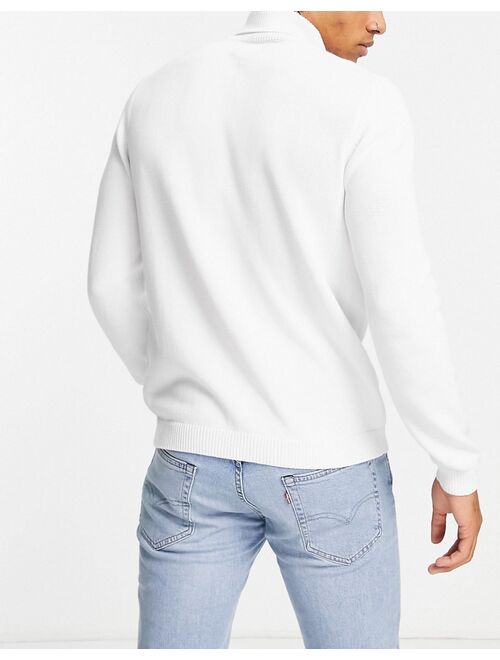 Asos Design midweight cotton roll neck sweater in white