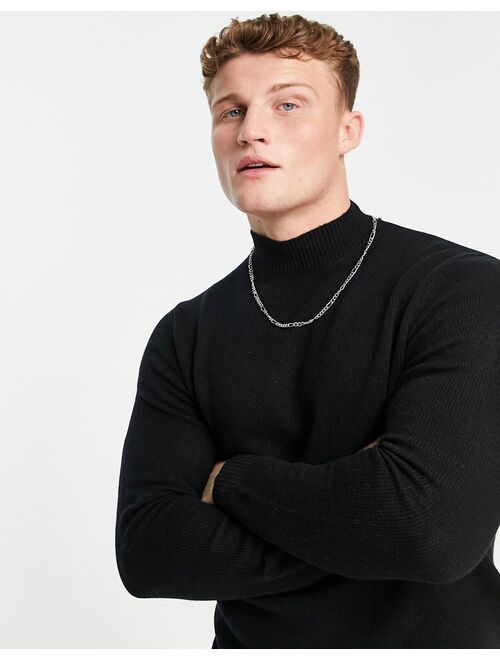 Asos Design lambswool turtleneck sweater in black