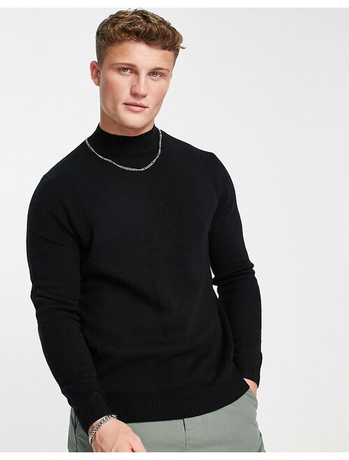 Asos Design lambswool turtleneck sweater in black