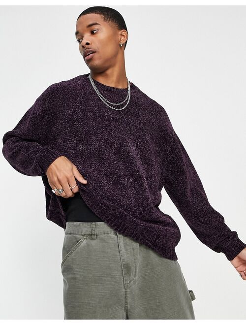 Asos Design knit chenille sweater in purple